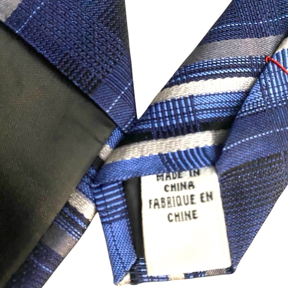 Joseph & Feiss International Blue/black/silver Stripe 100% Silk Tie NWT - Picture 5 of 7
